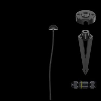 K Light YH805081GD 24V 3W LED Round Mushroom 65cm Spike Black