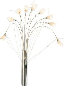 K Light Z-B001A/9-CL 230v 5W G4 Bi-Pin Wind 9 Cup Glass Wall Light Chrome with Opal White Glass