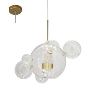 K Light K-LED-5908/5 230v 10W LED SMD Sudsy Pendant Gold with Clear Glass