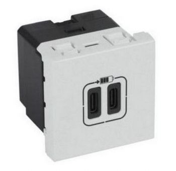 Legrand Arteor 570078 2 USB Type C Charging Socket 3A / 15W 230V 5V 2Modules Soft Aluminium