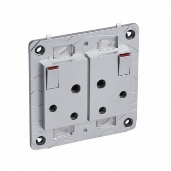 Legrand Arteor 571022 Type 2X2Pole And Earth Switched Prewired Socket Outlet 16A 2X3Modules Aluminium