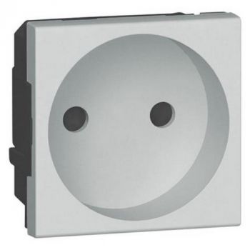 Legrand Arteor 571085 Socket 2Pole Shuttered 10/16A 2Modules Soft Aluminium