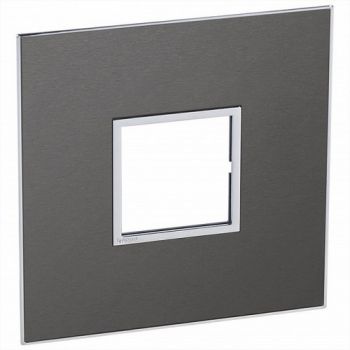 Legrand Arteor 571522 Cover Plate 2Modules For 4X4 Box Brushed Metal Black