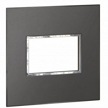 Legrand Arteor 571523 Cover Plate 3Modules For 4X4 Box Brushed Metal Black