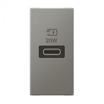 Legrand Arteor 571697 1Module USB Single Port Type C Power Delivery 20W Magnesium