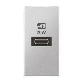 Legrand Arteor 571699 1Module USB Single Port Type C Power Delivery 20W Soft Aluminium