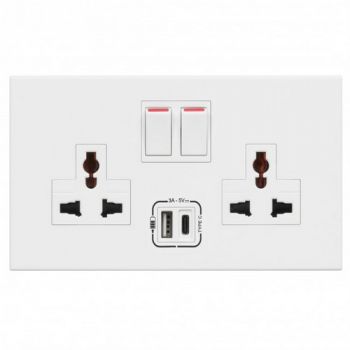 Legrand Arteor 572139 Multi2X2Pole And Earth Switched Socket Outlet 16A 250 V/ 15A 127V With USB Charger White