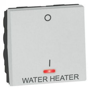 Legrand Arteor 572190 1way Pole Switch With Indicator And Water Heater Mark. 20A 2Modules Soft Aluminium