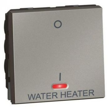 Legrand Arteor 572549 1way Double Pole Switch with Indicator And Water Heater Mark. 20A 2Modules Magnesium