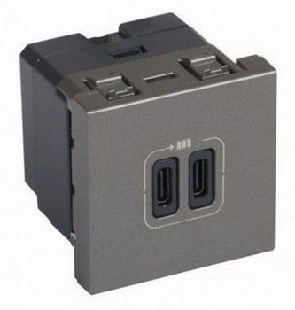 Legrand Arteor 572572 2 USB TypeC Charging Socket 3A / 15W 230V 5V 2Modules Magnesium