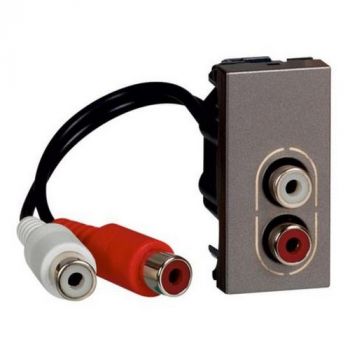 Legrand Arteor 572592 2 X RCA Socket Preterminated 1Module Magnesium
