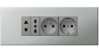 Legrand Arteor 572604 Socket Euro US15A / 127V 16A / 250V 2P + Shutters 1Module Magnesium