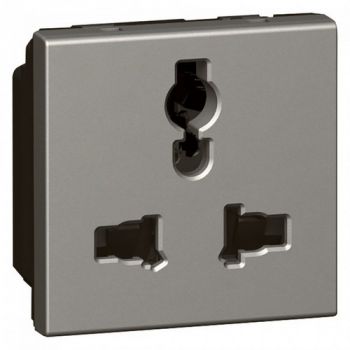 Legrand Arteor 572623 MultiSocket 2Pole And Earth Unswitched Shuttered 2Modules Magnesium
