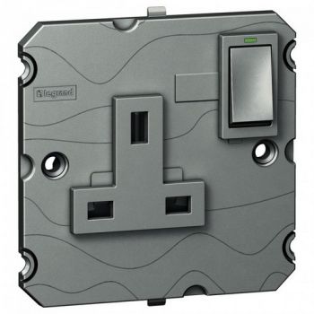 Legrand Arteor 572644 Single Pole Socket 13 A 2Pole And Earth Switched With Neon Magnesium