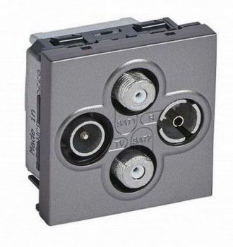 Legrand Arteor 572669 TV-R-SAT-SAT Socket Shielded 0 To 2400Hz 2Modules Magnesium