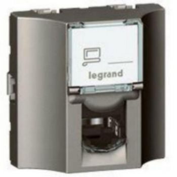 Legrand Arteor 572831 Rj45 Feedthrough Socket Category 6 UTP Rear Pluggable 2Modules Magnesium