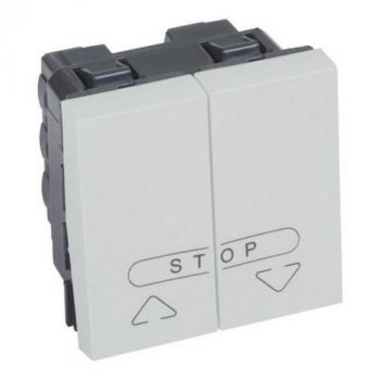 Legrand Arteor 572942 Double Push Button For Electric Roller Blinds Control 2Modules Soft Aluminium