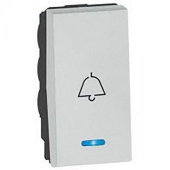 Legrand Arteor 573040 1Way Pushbutton With Locator And Bell Symbol 1Module Soft Aluminium