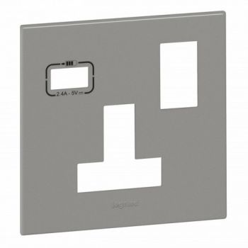 Legrand Arteor 575135 Cover Plate For Single Pole Switched Socket Outlet With USB Charger Magnesium