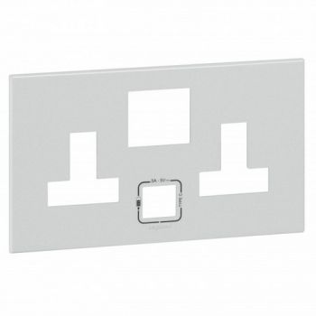 Legrand Arteor 575152 Cover Plate For Single Pole Switched Socket Outlet With USB Charger Soft Aluminium