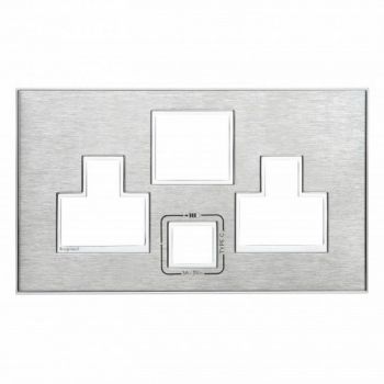 Legrand Arteor 575176 Special Cover Plate For Multi2X2 P+E Switched Socket Outlet With USB Charger Brushed Stainless Steel Grey