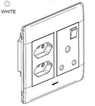 Legrand Ysalis 701025 2 X 3Module New Double Switched (Switch All) Socket (2 New Socket s + 1 Old), Monobloc 4X4, Supplied Complete White