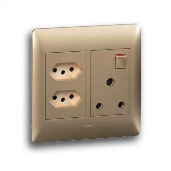 Legrand Ysalis 701125 2 X 3Module New Double Switched (Switch All) Socket (2 New Socket s + 1 Old), Monobloc 4X4, Supplied Complete Champagne
