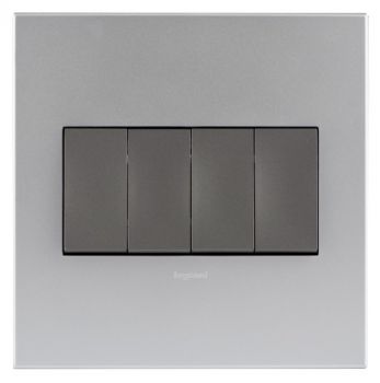 Legrand Arteor P444MSA 4Lever 1way Switch 4X4 Soft Aluminium/Magnesium 
