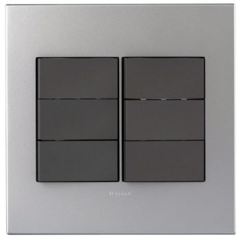 Legrand Arteor P644MSA 6Lever 1way Switch 4X4 Soft Aluminium/Magnesium 