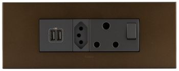 Legrand Arteor PA6MODBMDB 6Module Power Cluster Including Double TypeA USB And Socket s Dark Bronze