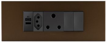 Legrand Arteor PA6MODNMDB 6Module Power Cluster A+C; 1642; 1641; 2 Switches Dark Bronze