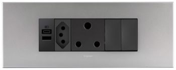 Legrand Arteor PA6MODNMSA 6Module Power Cluster A+C; 1642; 1641; 2 Switches Soft Aluminium