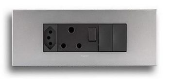 Legrand Arteor PA6MODSMSA 6Module Power Cluster Socket s + 2 Switches Soft Aluminium/Magnesium 