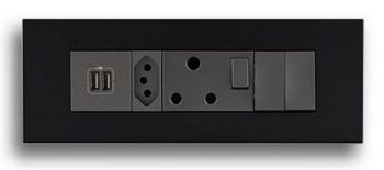 Legrand Arteor PA8MODSMGP 8Module Power Cluster Including Double TypeA USB And Socket s And 2 Switches Graphite