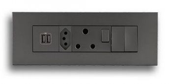 Legrand Arteor PA8MODSMM 8Module Power Cluster Including Double TypeA USB And Socket s And 2 Switches Magnesium