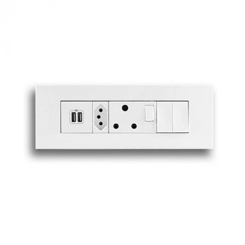 Legrand Arteor PA8MODSWHT 8Module Power Cluster Including Double TypeA USB And New Socket s And Two Switches White