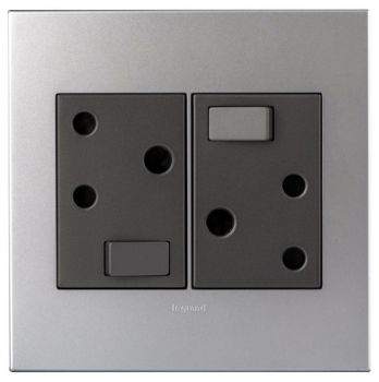 Legrand Arteor PD44MSA Double Switched Socket 4X4 Soft Aluminium/Magnesium