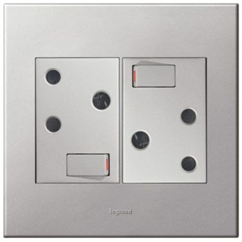 Legrand Arteor PD44SASA Double Socket 4X4 Soft Aluminium