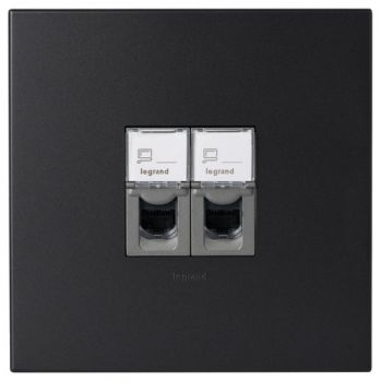 Legrand Arteor PDD44MGP Double Computer Socket Cat 5E 4X4 Graphite