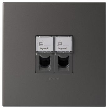 Legrand Arteor PDD44MM Double Computer Socket Cat 5E 4X4 Magnesium