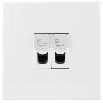 Legrand Arteor PDD44WWH Double Computer Socket Cat 5E 4X4 White