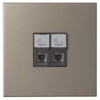 Legrand Arteor PDT44MCH Double Telephone Socket 4X4 Champagne/Magnesium