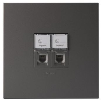 Legrand Arteor PDT44MM Double Telephone Socket 4X4 Magnesium