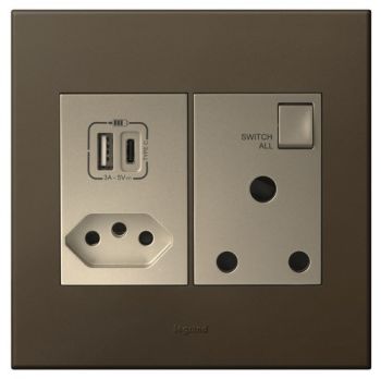 Legrand Arteor PMONU44CHBR New Socket s With TypeA And C USB Monobloc 4X4 Dark Bronze/Champagne