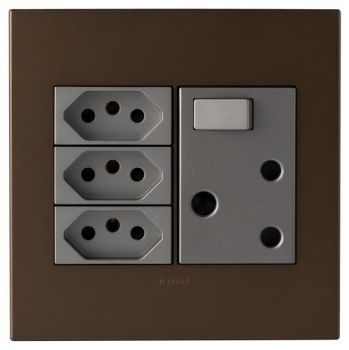 Legrand Arteor PN44MDB Single Switched Socket With 3 X New Socket 4X4 Dark Bronze