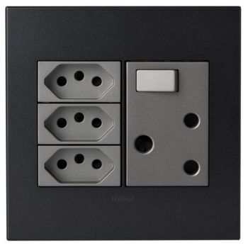 Legrand Arteor PN44MGP Single Switched Socket With 3 X New Socket 4X4 Graphite