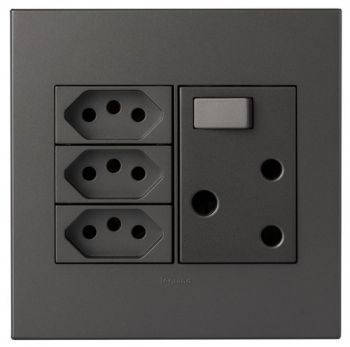 Legrand Arteor PN44MM Single Switched Socket With 3 X New Socket 4X4 Magnesium