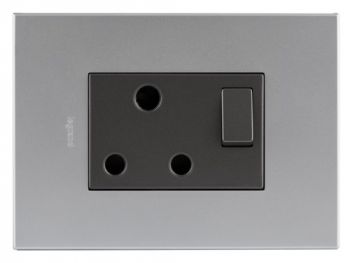 Legrand Arteor PS24MSA Single Switched Socket 2X4 Soft Aluminium/Magnesium