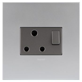 Legrand Arteor PS44MSA Single Switched Socket 4X4 Soft Aluminium/Magnesium