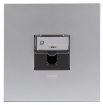 Legrand Arteor PSD44MSA Single Computer Socket Cat 5E 4X4 Soft Aluminium/Magnesium 